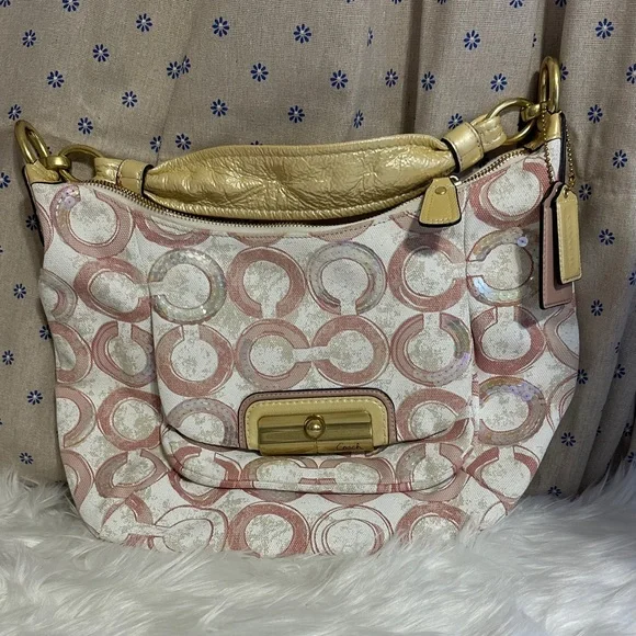 Coach Pink and Gold Shoulder Bag - Picture 1 of 6